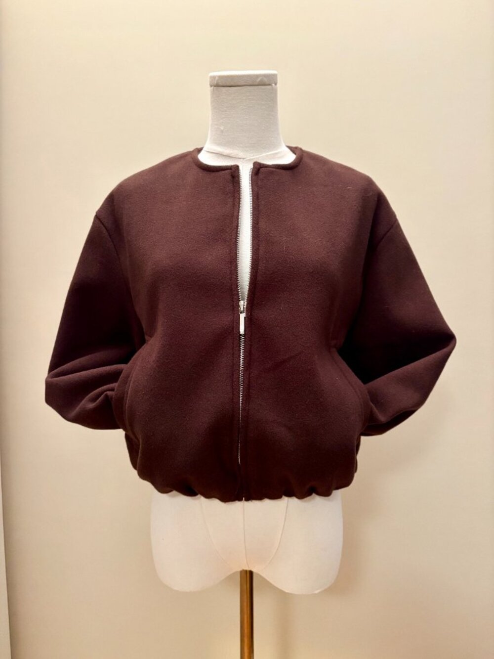 Zara Soft Bomber Jacket in Chocolate Brown